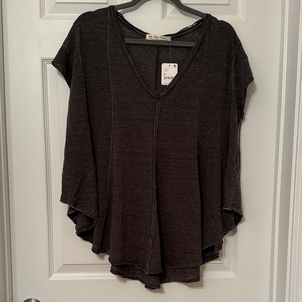 Free People Gray V-Neck